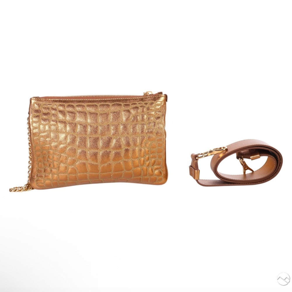 Ralph Lauren Ricky 27 Quilted Gold bronze Leather Handbag - Picture 8 of 14